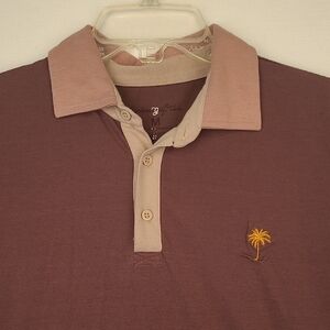 RANDOM GOLF CLUB Purple Beige Tree Embroidered Sz M Short Sleeve Golf Polo Shirt